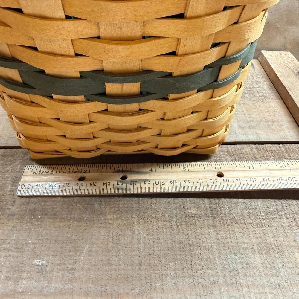 Longaberger 1998 Glad Tidings Christmas Basket Green Liner Protector USA Handle